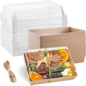 50 Pack 7x5 Charcuterie Boxes with Clear Lids - To Go Paper Charcuterie Board with Lid, Disposable  Containers for Desserts, Cookie, ,  Strawberry, Charcuterie Accessories