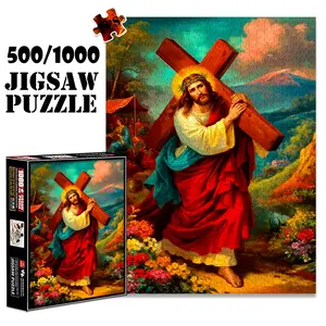 1pc 1000 piece adult puzzle 70x50cm Jesus Carrying the Cross with Scenic Background 500 pieces paper jigsaw puzzle suitable for DIY creative games for adults and families, birthday and holiday stress
