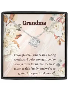 Heart Knot Pendant Necklace for Grandma, Gift Box and Meaningful Card Included, Birthday Mother's Day Christmas Gifts