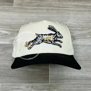 Lucky Rabbit on Natural/Black Retro Hat snapback cap