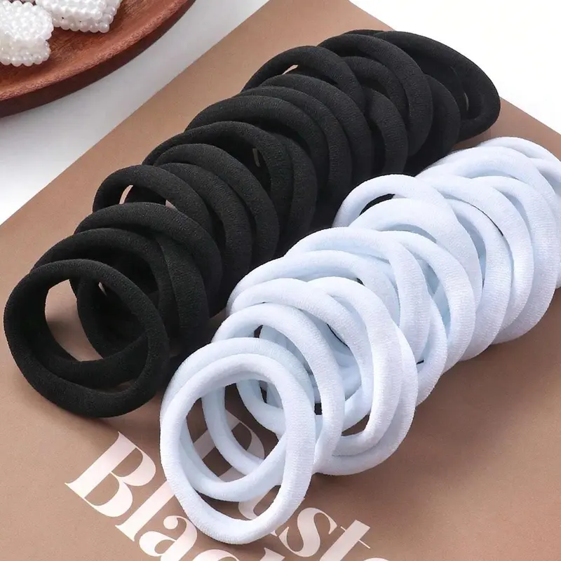 Solid Color High Stretch Bulk Hair Ties, Scrunchies, Casual Simple Hair Accessories for Women & Girls, Minimalist Headwear Suitable for Thick Hair, Elastic Tie Band, Elastic Hair Accessory