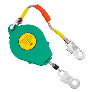 330 LBS Safety Fall Arrest Harness 50ft Rope Self Retracting Lifeline Anti Ratchet Dual Lock for Roof Construction Maintenance Rescue Gear Green