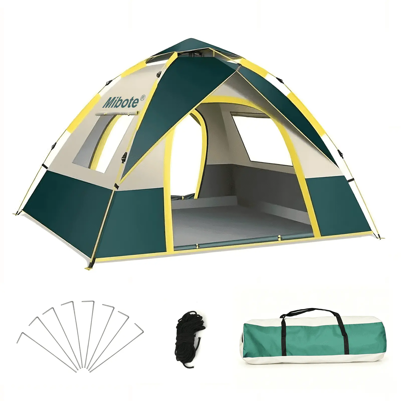 2-Person Camping Tent, Auto Setup Pop Up Tent, Waterproof, Huge Door & Windows for Camping, Hiking, Travel