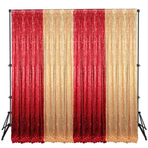 4 Panels 2 X 8 Ft Red And Sequin Backdrop Curtain Glitter For Congrats Grad Graduation Party Decorations Birthday Wedding Background Anniversary Photography