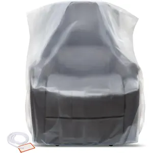 Plastic Furniture Covers for Moving Storage - Heavy-Duty Chair Cover Protectors, Waterproof & Dustproof Clear Moving Bags for Armchair or Recliner - Extra Large Bag Open Size 64 x 42 x 34 Inch