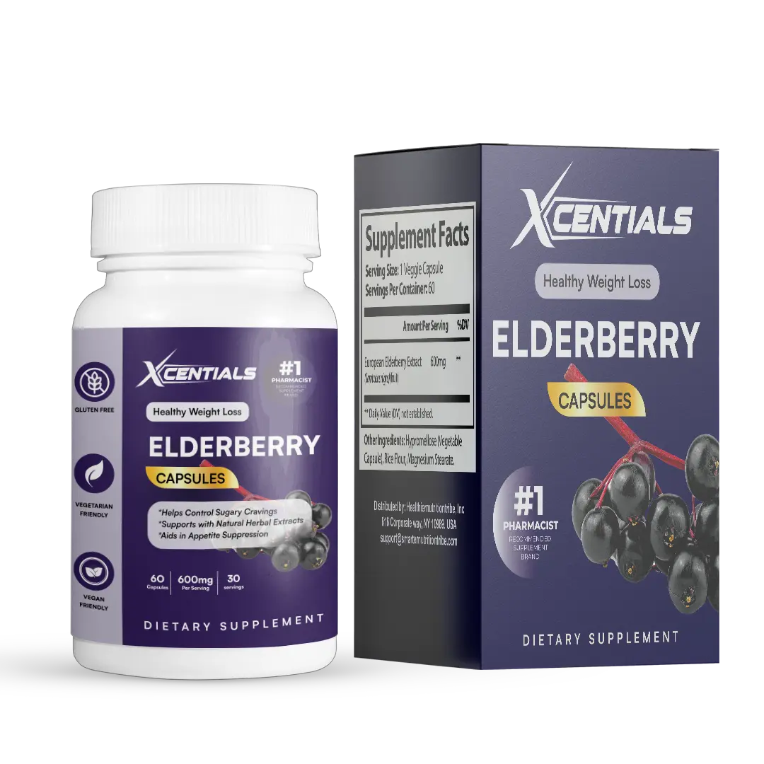 Xcentials Elderberry Immune Complex - Vitamin C D3 & Zinc Quercetin for Daily Defense - Natural Healthcare Supplement - 60 Veggie Capsules - Gluten Free Vegan Friendly - Dietary
