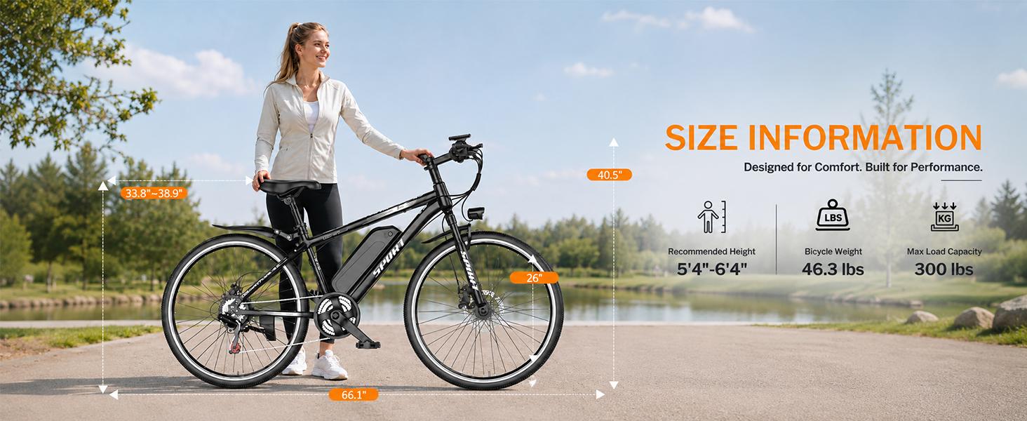 Electric Mountain Bike 26 Tires 1500W Motor 576Wh Removable Battery 25MPH Max Speed 65 mi Range UL2849 Certified Front Suspension Dual Brakes LED Lights
