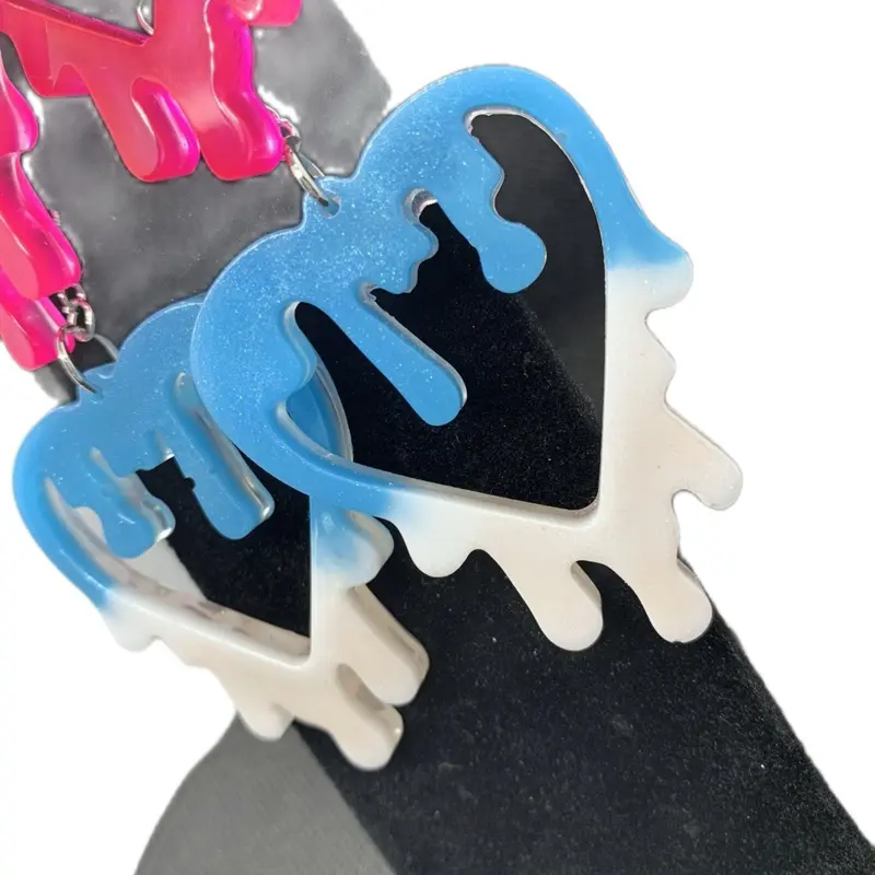 Drippy Resin Heart Earrings