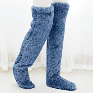 Women's Thickened Fleece-Lined Knee-High Socks - Plush Warm Winter for Home, Floor & Sleeping, Machine Washable Solid Color Cozy Warmth, Solid Design, Soft Texture Fabric, Classic Style, Durable Material, Long Socks