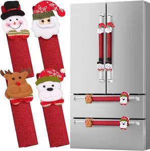 Set of 8 Christmas Refrigerator Handle Covers, Santa Snowman Kitchen Appliance Covers Fridge Microwave Oven Dishwasher Refrigerator Door Handle Covers Protector Christmas Decorations Ornaments