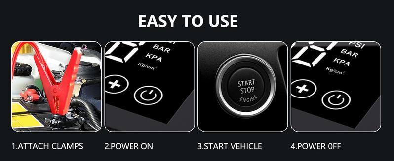 16000 Milliamps, Portable Power Supply, Portable Intelligent Power Supply And Inflation Device, Car Battery Emergency Starter With Tire Inflation Function, 9V/2V Car Battery Emergency Starter, Equipped With LED Lights 16000 Milliamps, Portable Power Supply, Portable Intelligent Power Supply And Inflation Device, Car Battery Emergency Starter With Tire Inflation Function, 9V/2V Car Battery Emergency Starter, Equipped With LED Lights