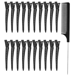 20pcs Hair Clips with Styling Comb, 3.5 Inch Metal Crocodile Clip, Curly Hair Clips, Includes 1 Crocodile Comb, Suitable for Women Makeup