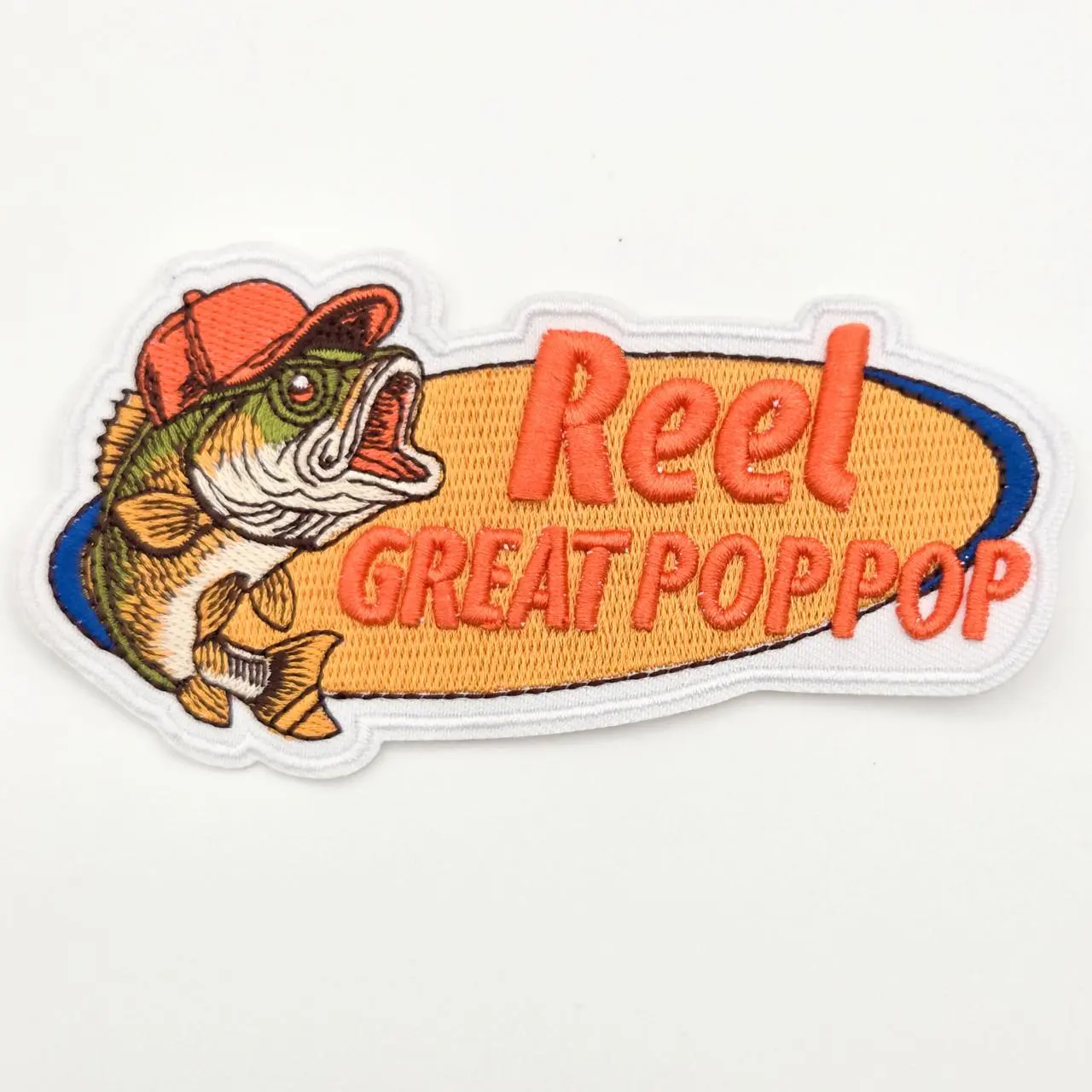 Reel Great Pop Pop Embroidered Hat Patch – 5" Wide
