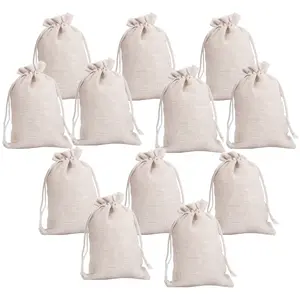 12Pcs Small Cotton Drawstring Bags Reusable Muslin Cloth Gift Candy Favor Bag Jewelry Pouches for Wedding DIY Craft Soaps Herbs Tea Spice Bean Sachets Christmas