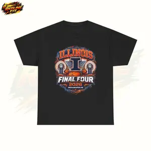 Illinois Basketball Final Four 2026 T-Shirt College Basketball Graphic Tee Indianapolis Tournament Shirt Game Day Fan Casual Unisex Cotton Shirt