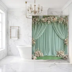 1/4 Bathroom Set, Shower Curtain, Toilet Three-Piece Combo, Waterproof Curtains, Non-Slip Floor Mat, Bathmat, Lid Pad, Foot Pad, Shower Curtain Sets