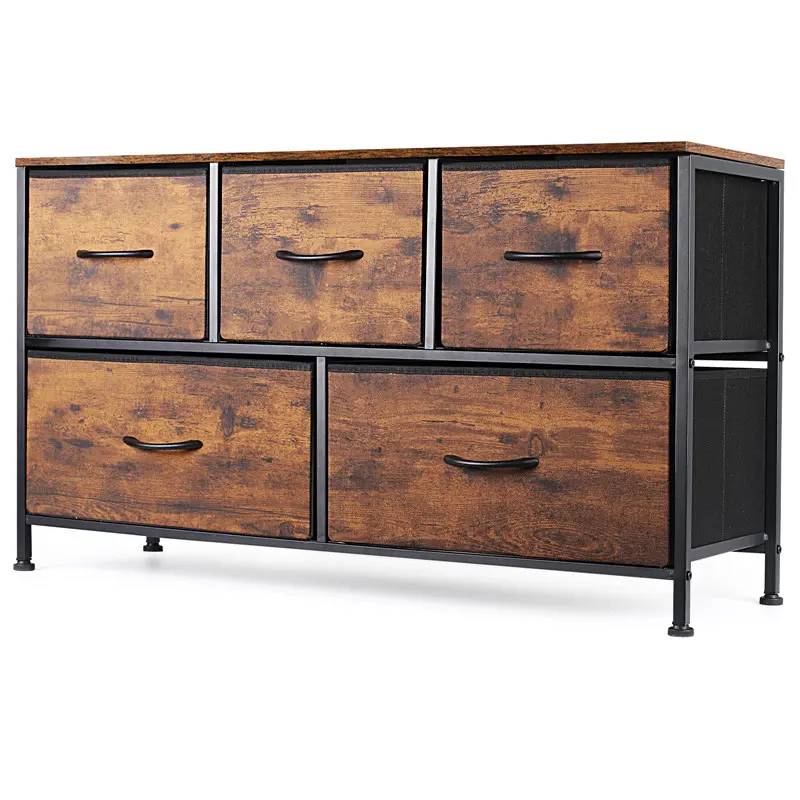 Rustic Brown 5-Drawer Fabric Dresser for Bedroom, Wide Storage Chest with Sturdy Steel Frame & Wood Grain Print Ideal for Closet, Living Room, Hallway, Dorm or Office - TikTok Shop Rustic Brown 5-Drawer Fabric Dresser for Bedroom, Wide Storage Chest with Sturdy Steel Frame & Wood Grain Print Ideal for Closet, Living Room, Hallway, Dorm or Office - TikTok Shop