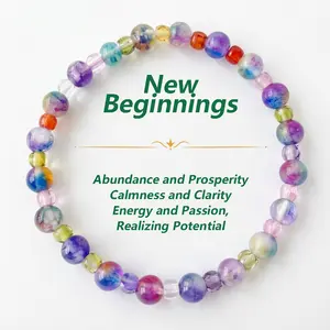 Memorial Day Sale Y2K Rainbow Burst Beaded Bracelet, Colorful Crystal Stackable Stretch Bracelet for Women, Chakra Healing Aesthetic Jewelry, Handmade Candy Color Beads for Teen Girls, Boho Y2K Accessories for Daily Wear & Gifts