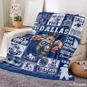 Dallas Football Flannel Throw Blanket, Team Pride Cowboy Inspired Print, UltraSoft Lightweight Cozy Warm, Perfect for Game Day Celebrations, Sports Enthusiasts, Home Decor, Fan Cave, Living Room, or Birthday Gifts an