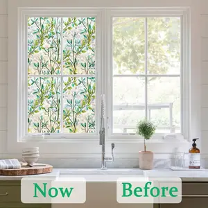 1Roll Window Privacy Film Static Cling Non-Adhesive 3D Rainbow Frosting Anti UV Protection Decorative Film for Bathroom Windows And Glass Doors, Mluti-Size 45x100/200/300cm Suitable for Small-sized Windows