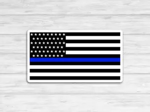 Thin Blue Line American Flag Vinyl Sticker | Show Your Support! Decor Decorative