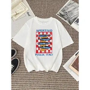 Unisex's Graphic Print Round Neck Tee, Casual Short Sleeve Crew Neck T-shirt for Daily Wear, Unisex Top for All Seasons