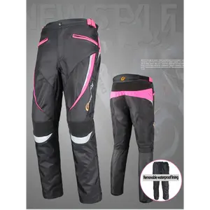 Motorcycle pants, breathable mesh, waterproof lining, geometric pattern, reflective night protection, four-season sports pants with pockets