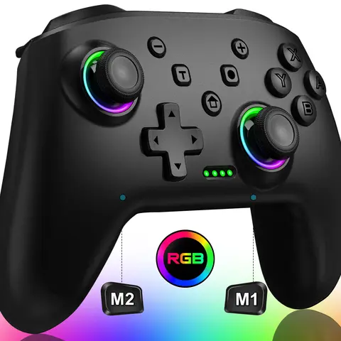 Beboncool Bluetooth Wireless Switch Controller Accessory - High Performance Buttons, RGB Light, Programmable, TURBO, Wakeup Function, 1000 mAh, 12/s, Android HID Model, Manufacturer Warranty, Compatible with Switch Lite, OLED, iOS, Android, PC