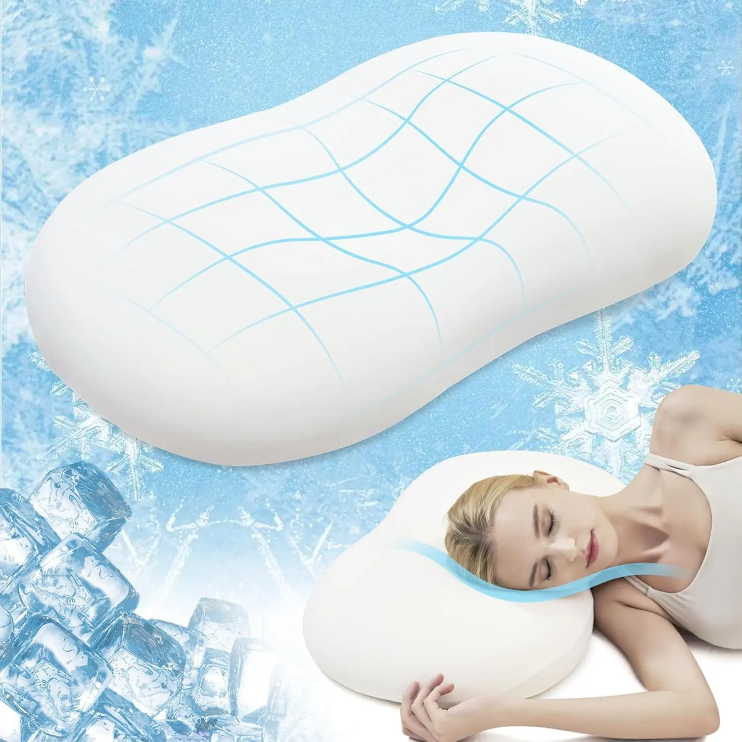 Side Sleeper Pillow,Soft Pillows, Cooling Neck Pillow for Sleeping, CertiPUR-US Certified,, Dreamers Relief Pillow,Deep Sleep,Low-Edition,M1,White