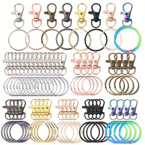 50pcs Multicolor Keychain with Keychain Rotating Buckle Metal Lanyard Press Buckle Hook Lobster Buckle Used for Backpack Pendant Hardware Craft Project, Ideal Gift for Friends and Lovers