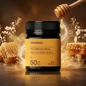 Manukora Raw Manuka Honey MGO 50+ - New Zealand Honey with Natural Flavor, 2000+ Natural Compounds, Non-GMO, 3rd-Party Tested, Glyphosate Residue Free, Traceable Hive-to-Hand, Immune Support, 250g
