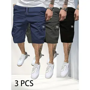 Men’s Lightweight Knee Length Cargo Capri Shorts, Quick Dry Drawstring Elastic Waist Multi Pocket 3/4 Length Utility Shorts, Casual Loose Fit Summer Outdoor Workout Bermuda Shorts, Streetwear Daily Wear Cropped Cargo Pants for Guys,