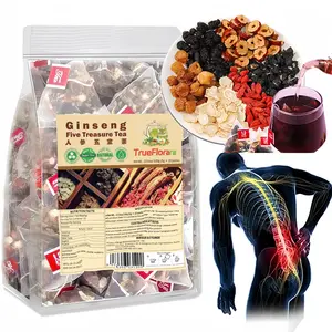 Kidney Tea Formula Ginseng Five Treasures Tea, Traditional TCM Herbal Blend with Ginseng, Red Date and Wolfberry, Natural Detox & Kidney Support for Men and Women