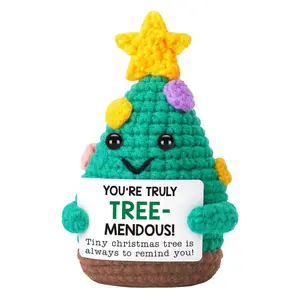 Handmade Crochet Christmas Tree Ornament, Positive Energy Gift for Family Friends Colleagues, Birthday Thanksgiving Xmas Decor, Home Decor Ornaments