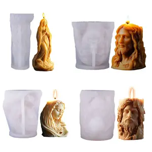 DIY Silicone Mold for Holy Figure Series Scented Candles 3D Floating Human Portrait Handmade Decor in American English Language