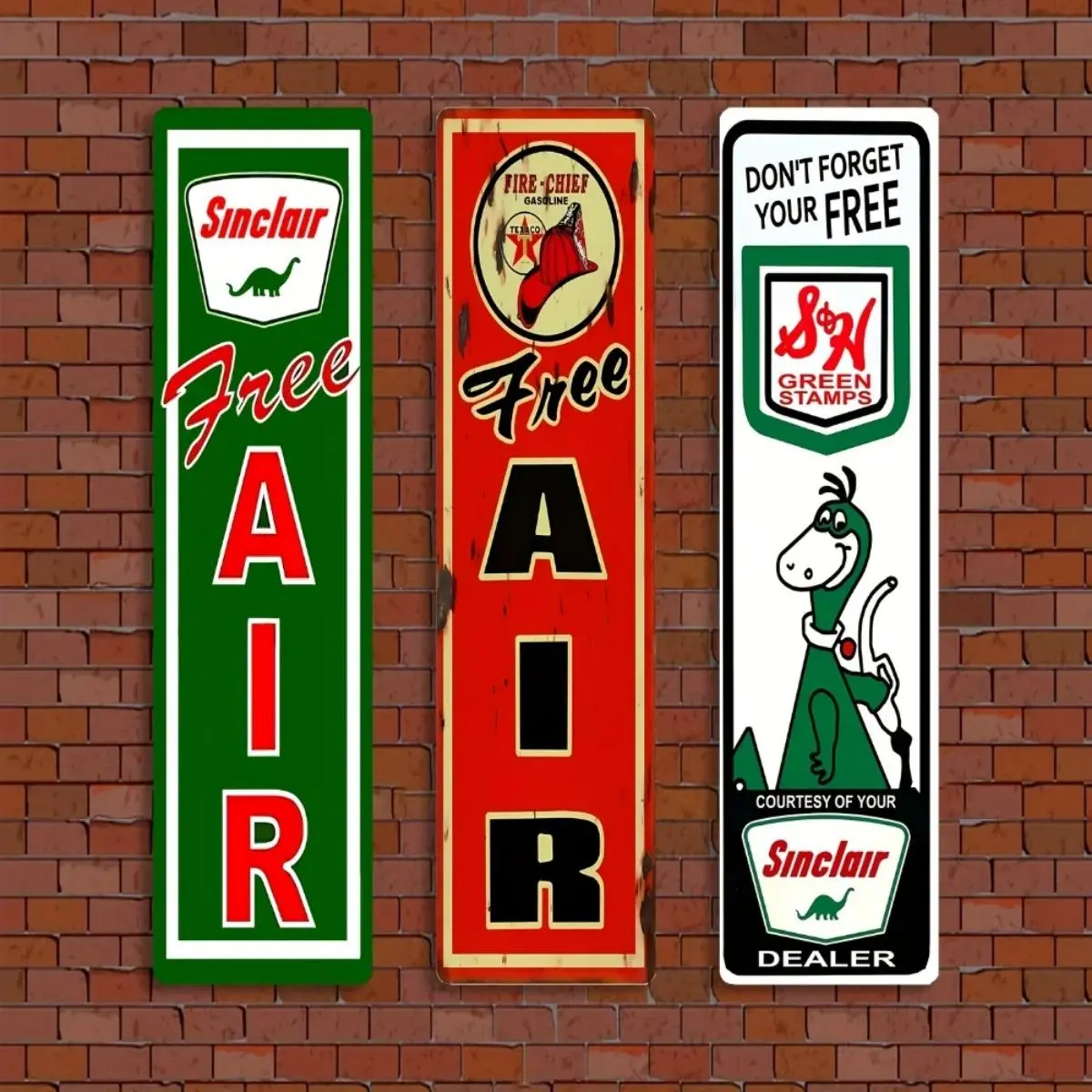 Vintage Gas Hanging Sign, 1 Count Retro Free Air Gasoline Sign, Novelty Decorative Aluminum Street Sign, Wall Decor for Home, Bedroom Walls, Signage, Home Decor Products