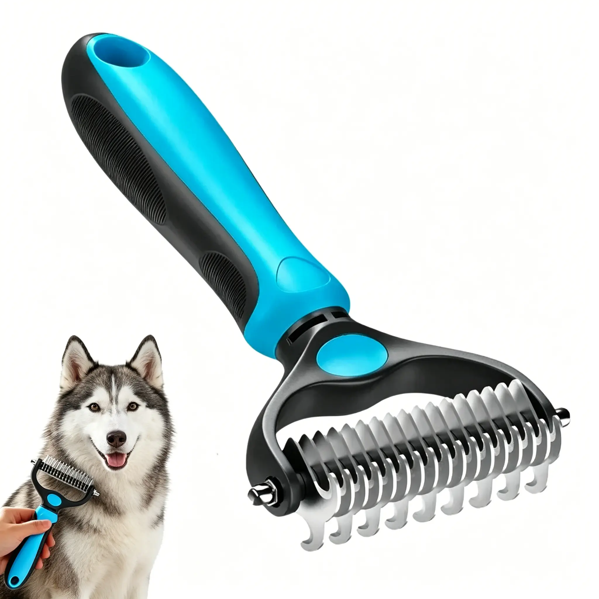 2026 New Double-Sided Deshedding Brush for Dogs and Cats - All-Season Hurtless Grooming Tool, Undercoat Rake Comb for Shedding & Dematting, Groomer Tools