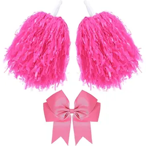 3 count 10 in Cheerleading Pom Poms and Large Cheerleader Hair Bow Cheer Pompoms Cheerleading Accessories for  Events Dance Party Basketball Football Team