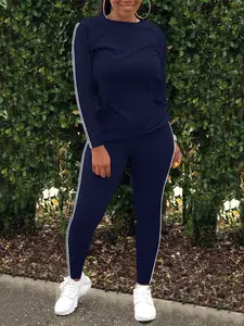 Women's Spring Fashion Casual Sportswear Two-Piece Set, Plain Color Fitted Pants, All Seasons Wear, Stylish and Comfortable