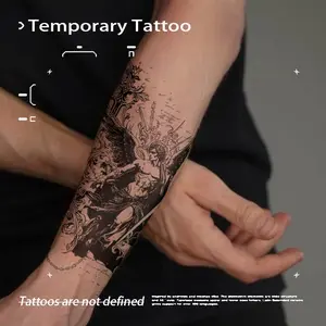 Vintage Angel Herb Tattoo Sticker, Waterproof Long-Lasting Arm Patch, Sexy Style for Men and Women, New European and American Design, Temporary