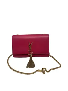 Pre-owned Yves Saint Laurent Vintage Pink Smooth Calfskin Tassel Chain Crossbody Bag/KH04121088/1088