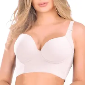 Fashion Deep Cup Bra Hides Back Fat Full Back Coverage Bra with Shapewear Incorporated Plus Size Push Up Sports Bra