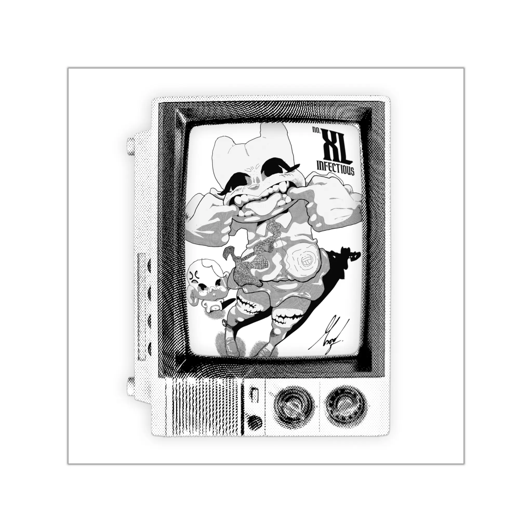Retro TV Cartoon Character Sticker | Square Vinyl Sticker