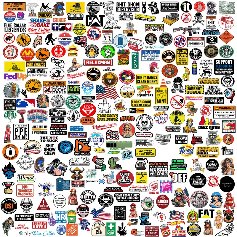 Blue Collar Legends Hard Hat Sticker Packs - High-Quality Laminated Trades Stickers, Over 300 Designs, USA Made, Durable Vinyl, Versatile Application, Proud Blue Collar