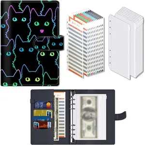 Budget Binder, Cute A6  Saving Binder with Zipper Envelopes, PU Leather  Organizer for , Expense Budget Sheets and  Envelopes for Budgeting Neon  Eyes