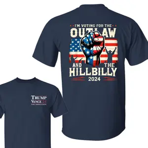 Trummp Vance 2024 Outlaw Hillbilly 2024 TShirt, Vance 24 Shirt, Trum Supporter Tee, Trump 2024 Shirt, Election 2024 Shirt, Make America Great Once Again, Menswear Womenswear Classic Shortsleeve, Cotton Unisex 2 Sides Shirt, Full Color, Full Size
