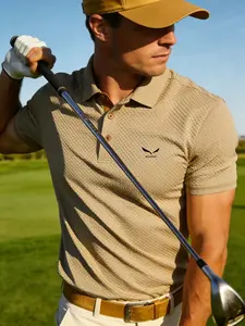 Men's Breathable Summer Polo Shirt, Animal Print Slim-Fit Short Sleeve, Quick-Dry Turn-Down Collar, Golf Fishing Basketball Camping Beachwear