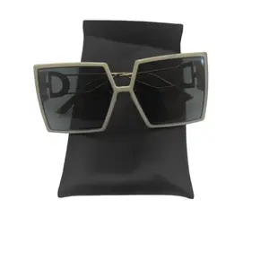 Pre-owned Dior Off White Oversized Geometric Square Sunglasses Gold Thin Frame Dark Grey Lens Luxury Fashion Women Eyewear