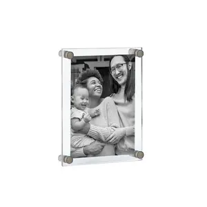 Azar Displays Floating Acrylic Wall Frame with Silver Stand Off Caps: 8.5" x 14" Graphic Size, Overall Frame Size: 12.5" x 18", Clear
