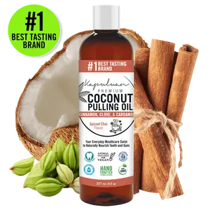 Kapuluan Spiced Chai Coconut Pulling Oil, 8oz - Ayurvedic Detoxifying Mouth Cleaner with Antibacterial Properties - Oral Daily Mouthwash Cleanser